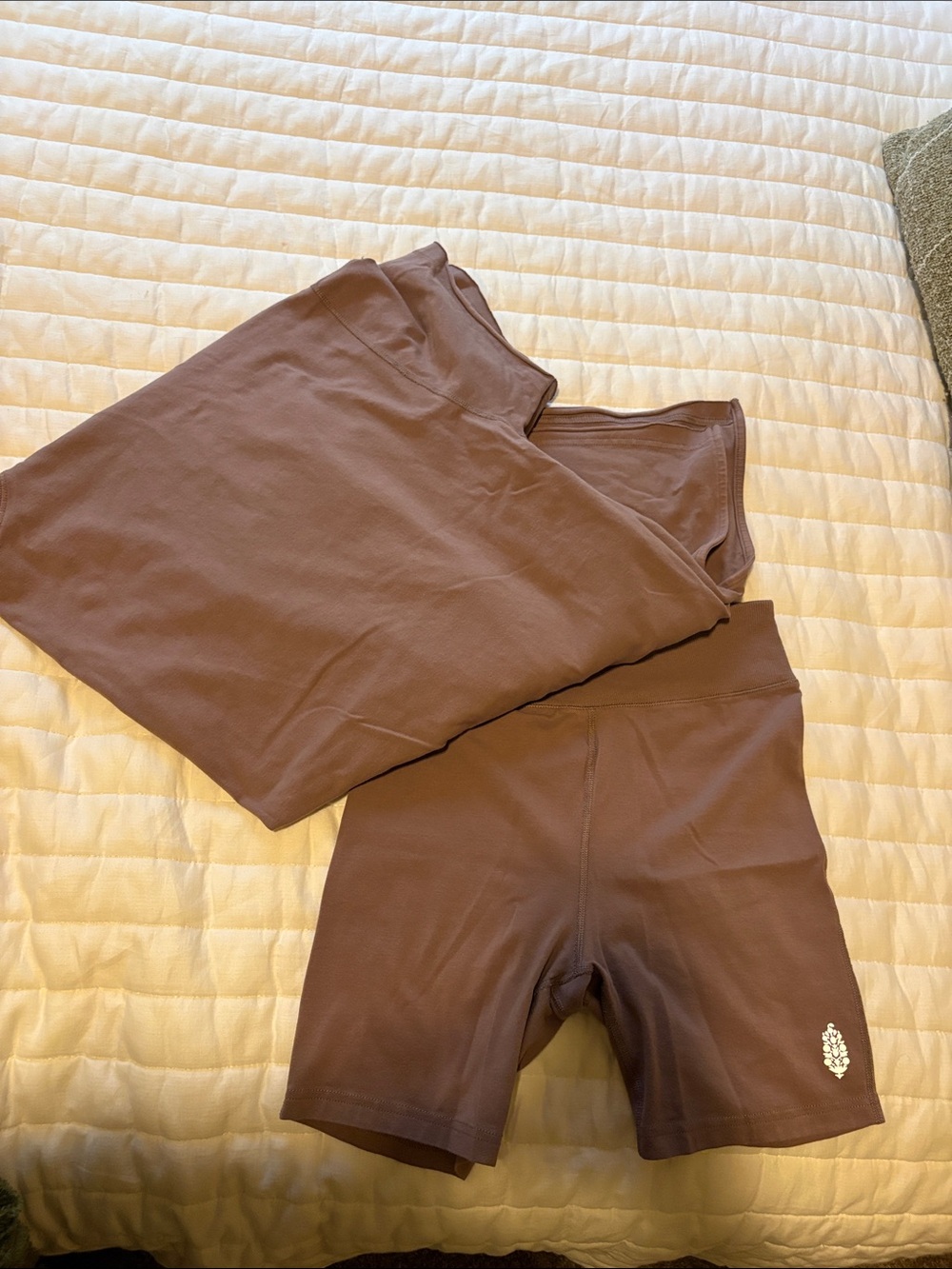 Free People Mauve Brown Lounge Tank and Biker Shorts Set